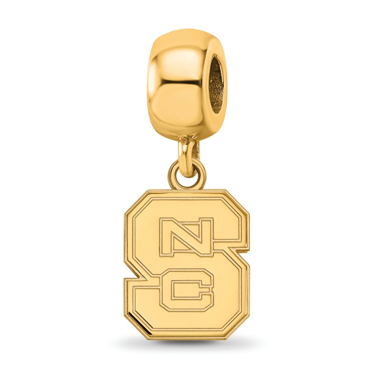 14K Yellow Gold Over Sterling Silver LogoArt North Carolina State
University Small Dangle Bead