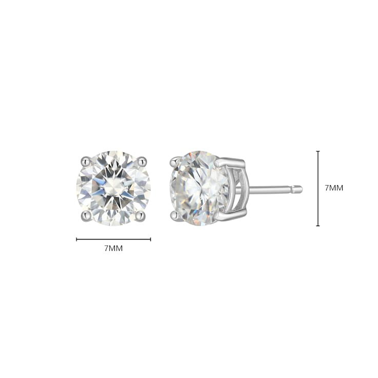 Round Moissanite Platineve Stud Earrings 2.40ctw DEW
