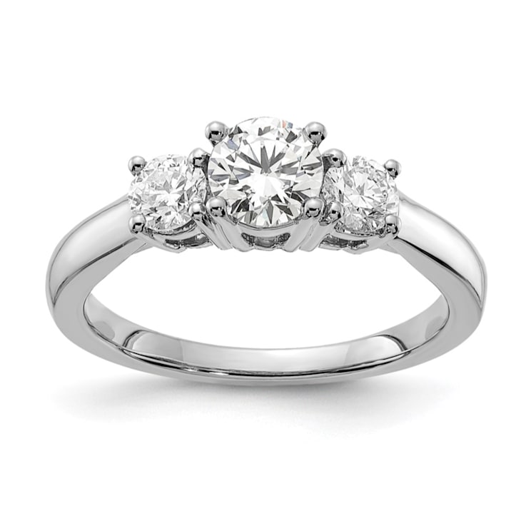 Rhodium Over 14K White Gold Lab Grown Diamond SI1/SI2, G H I, 3-Stone
Engagement Ring
