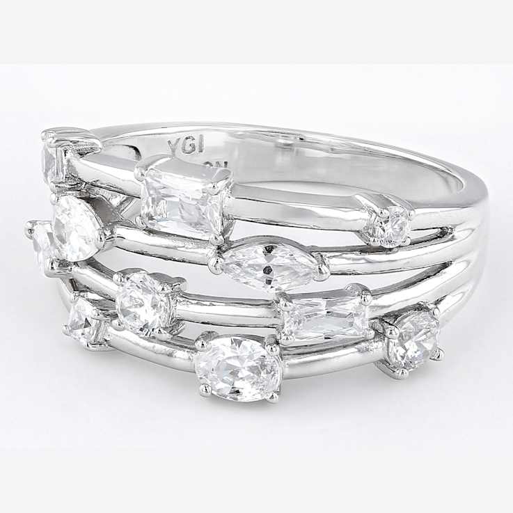Multi-Row CZ Ring 2.21ctw In Sterling Silver