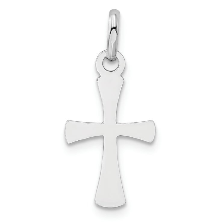 Rhodium Over Sterling Silver Polished Cross Pendant