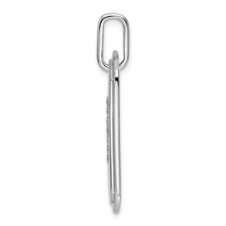 Rhodium Over 14k White Gold Diamond Initial F Dog Tag Charm