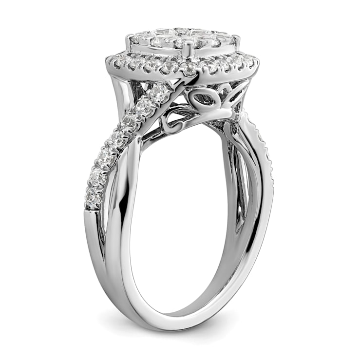 Rhodium Over 14K White Gold Lab Grown Diamond VS/SI GH, Cluster Ring 0.991ctw