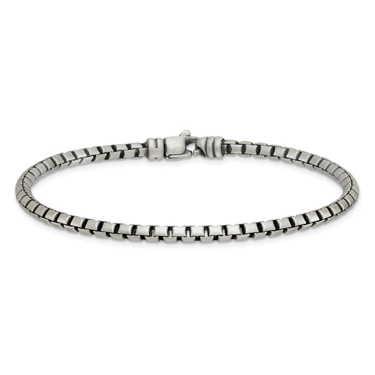 Sterling Silver Antiqued and Satin 3.2mm Box 8 Inch Chain