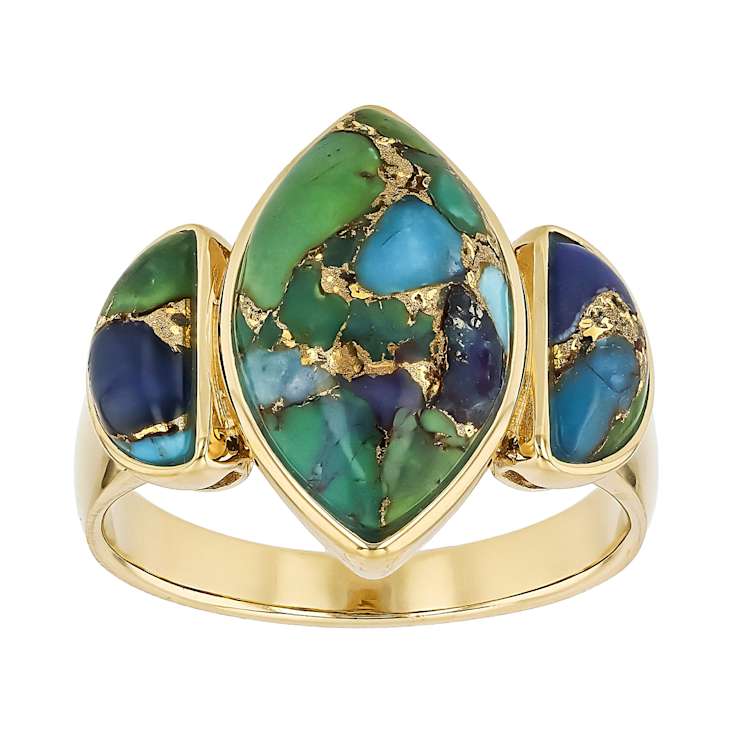Mohave Turquoise Cocktail Ring In 18K Gold Over Sterling Silver