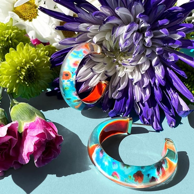 14K Yellow Gold Over Sterling Silver Illusion Hoops in Wild Thang