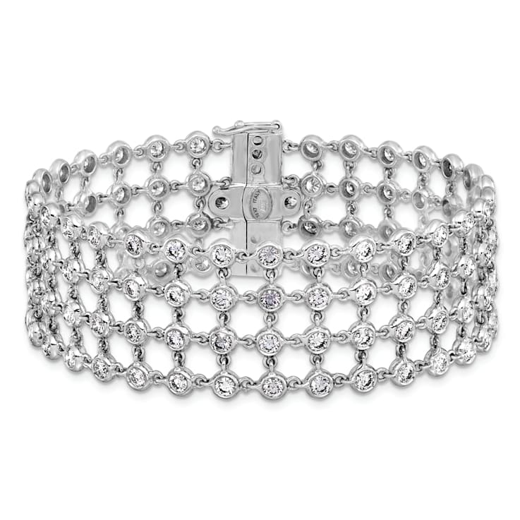 18K White Gold Diamond 4 Row 7.25-inch Bracelet 8.26ctw