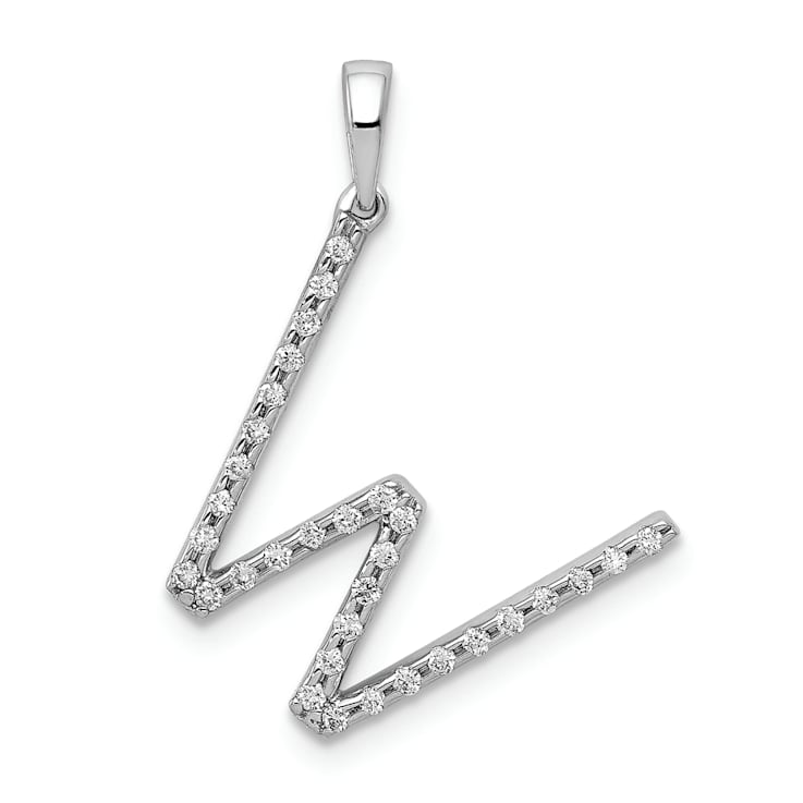 Rhodium Over 14K White Gold Diamond Letter W Initial Pendant