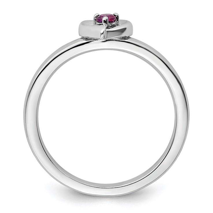 Sterling Silver Stackable Expressions Rhodolite Heart Ring 0.09ctw