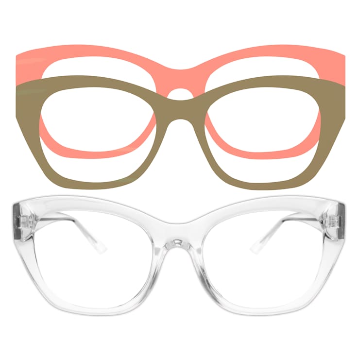 Peach Glamor Weslyn Reader and Eyewear Applique Set +2.00 Strength