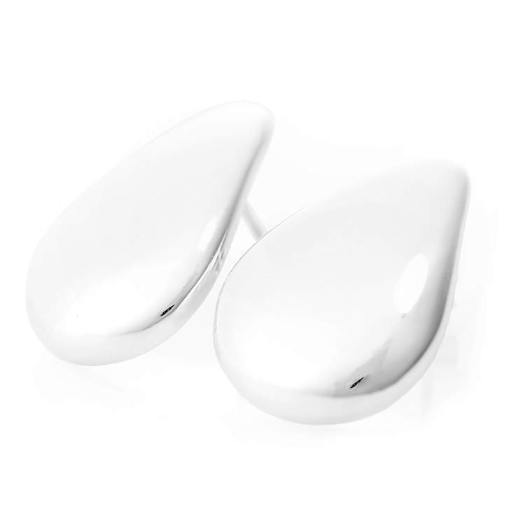 Pear-Shaped Polished Stud Earrings In Sterling Silver