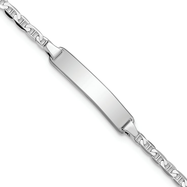 Rhodium Over 14k White Gold Mariner Link ID Bracelet