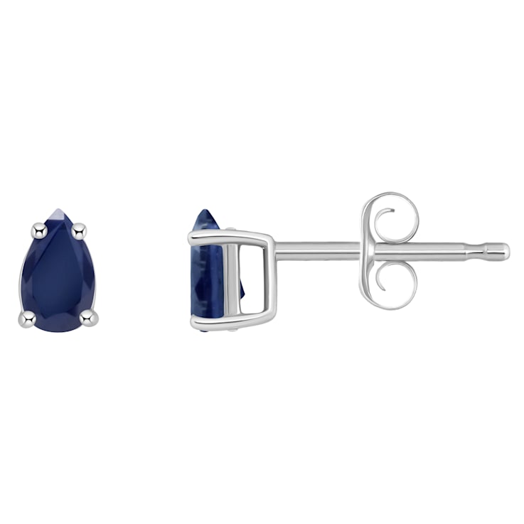 5x3mm Pear Shape Sapphire 14k White Gold Stud Earrings