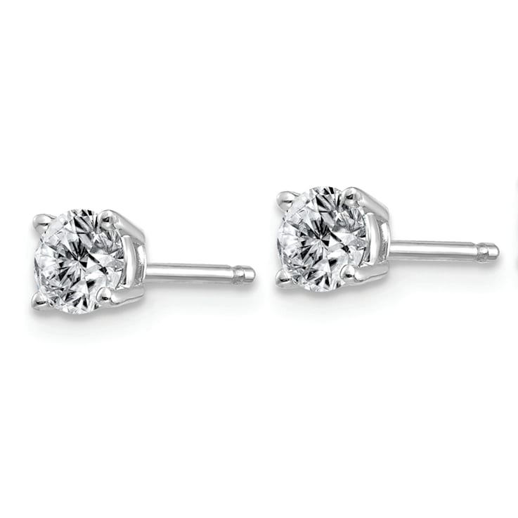 Rhodium Over 14K White Gold 1/3ct. 3.5mm Round J-K Color Moissanite Earrings