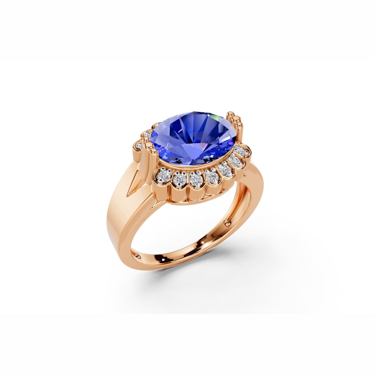 14K Rose Gold Tanzanite and Diamond Ring 2.89 ctw