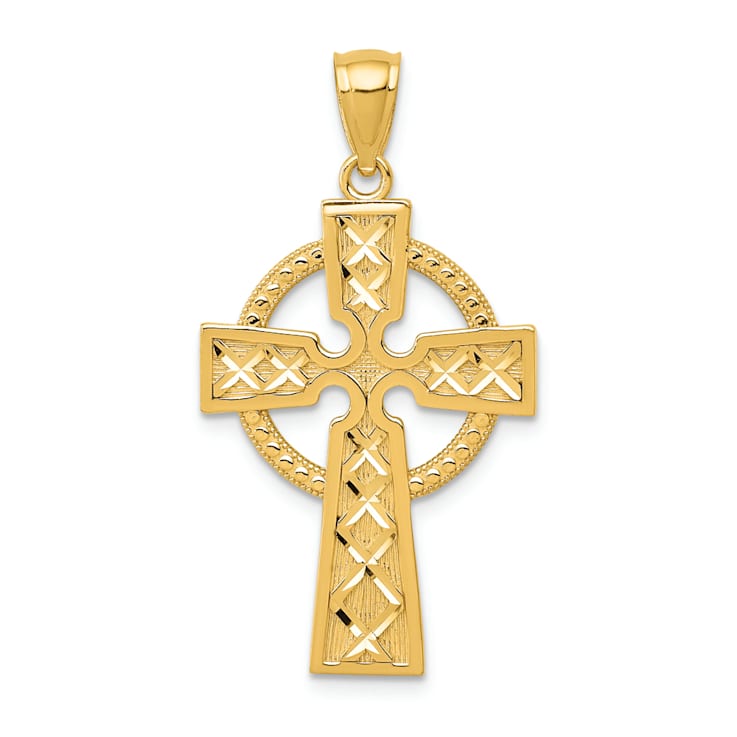 14K Yellow Gold Celtic Cross Pendant