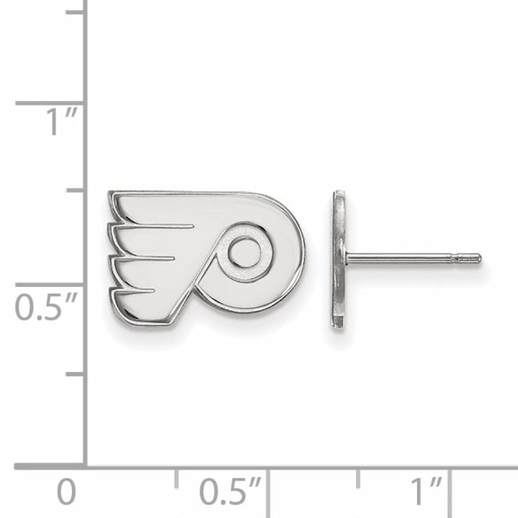 Rhodium Over Sterling Silver NHL Philadelphia Flyers LogoArt Extra Small
Post Earrings