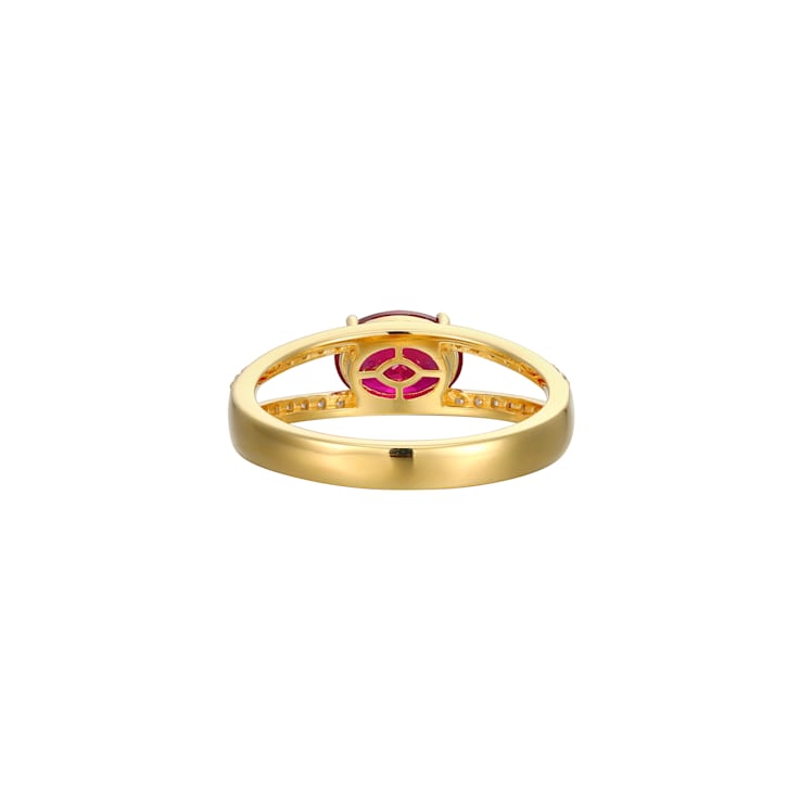 Lab Created Ruby And White Cubic Zirconia 18K Gold Over Sterling Silver
Ring 1.72ctwctw