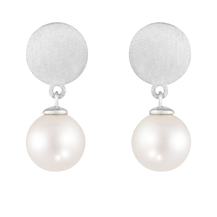 White Cultured Freshwater Pearl 14k White Gold Earrings 8-8.5mm