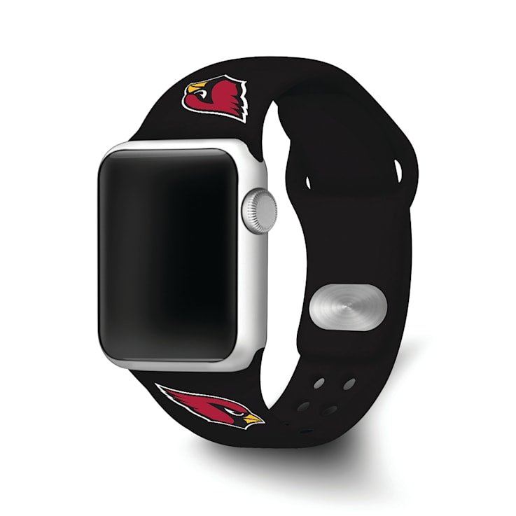 Gametime Arizona Cardinals Black Silicone Band fits Apple Watch