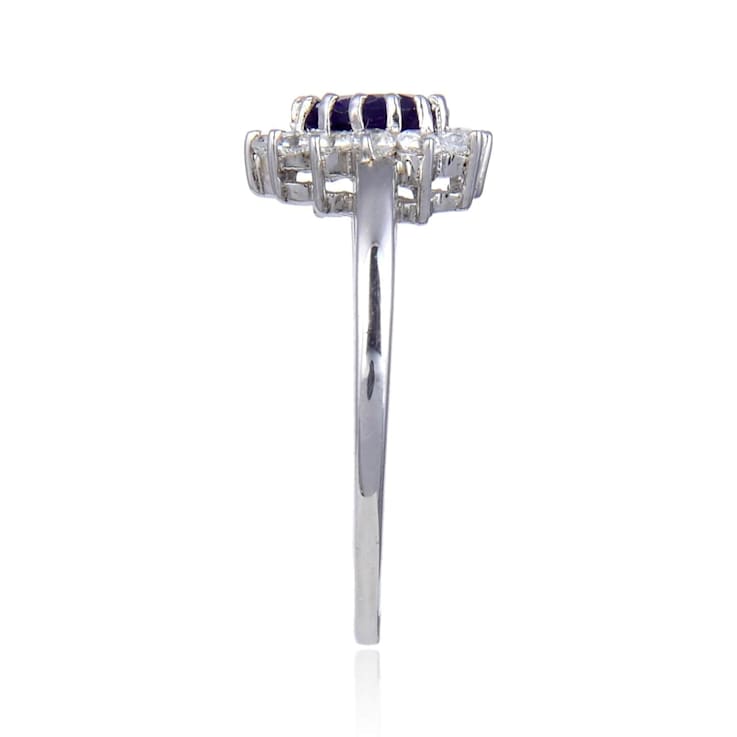 Heart Shape Amethyst with White Topaz Accents Sterling Silver Ring, 1.01ctw