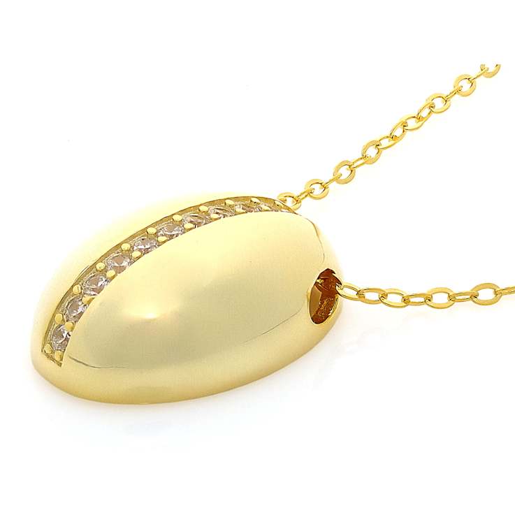 Small Dome Pendant With CZ In 18K Gold Over Sterling Silver