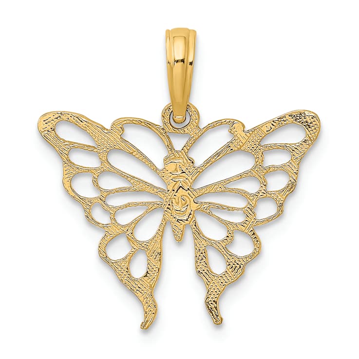 10K Yellow Gold Textured Butterfly Charm