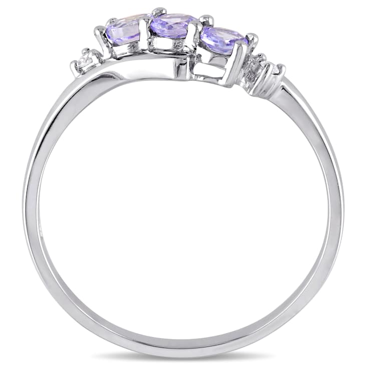 Tanzanite and Diamond 10K White Gold Ring 0.34ctw