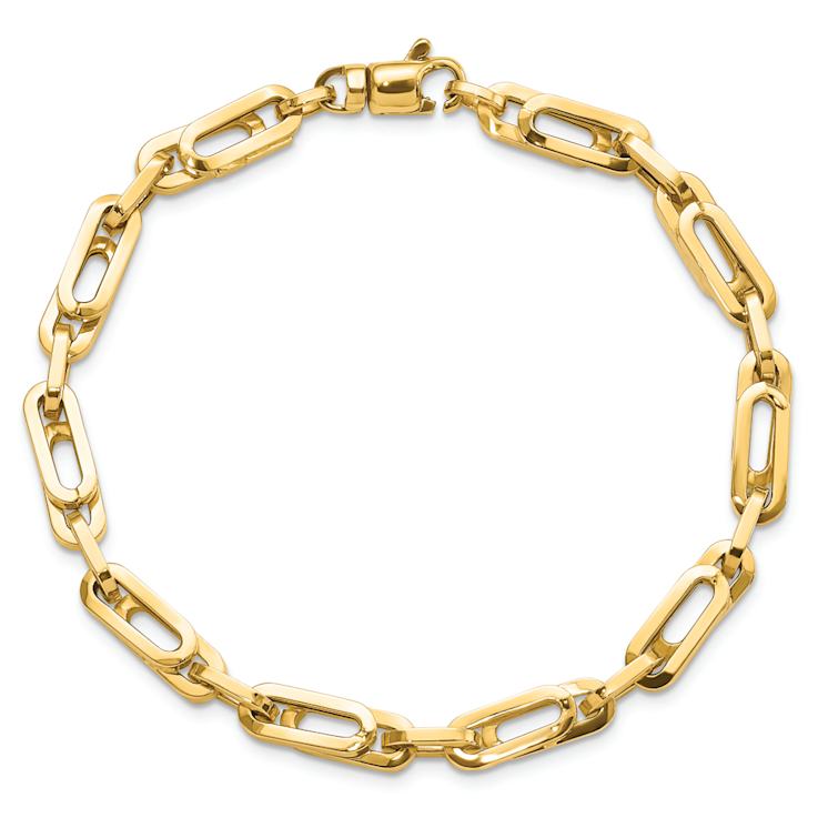 14k Yellow Gold 5.2mm Polished Fancy Link Men's Bracelet