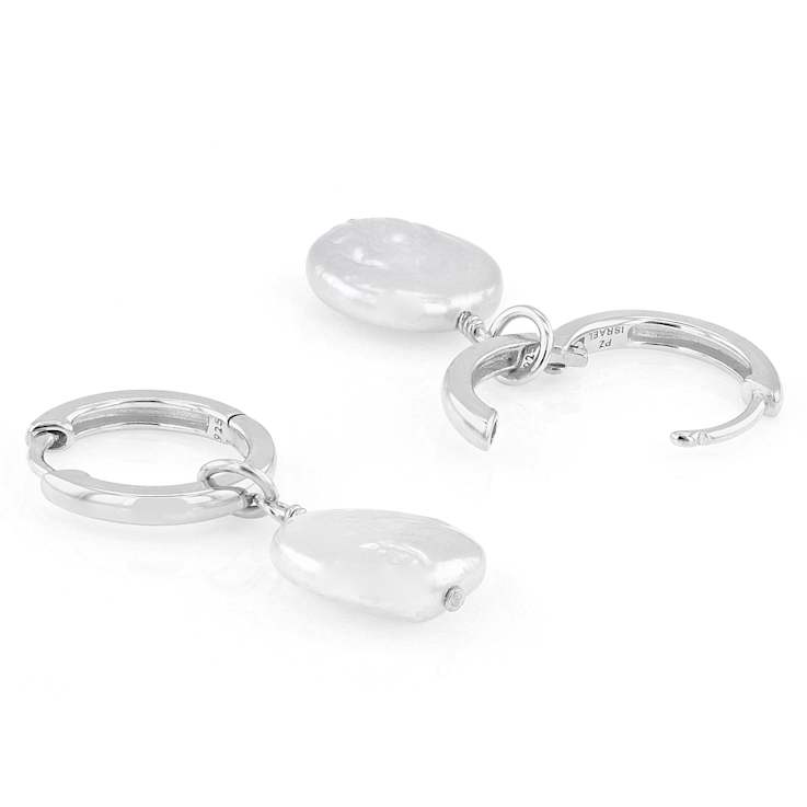 Freshwater Pearl Drop Earrings 9mm In Sterling Silver