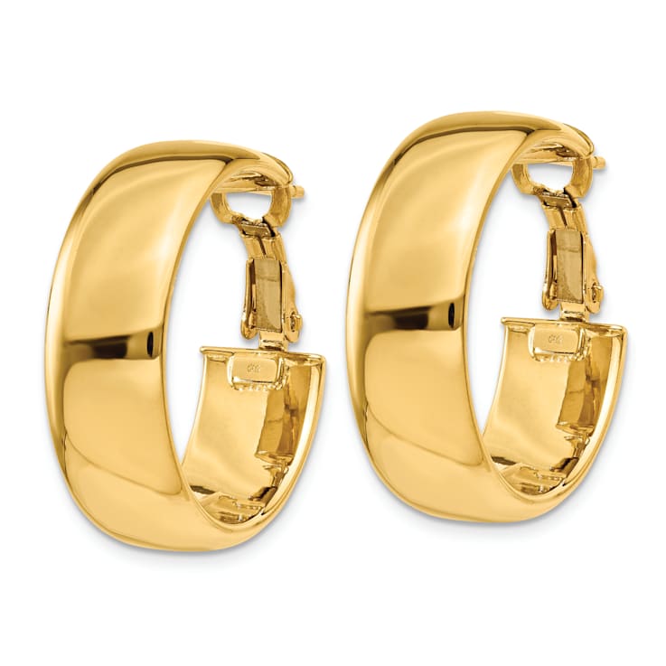 14k Yellow Gold 15/16" Hoop Earrings