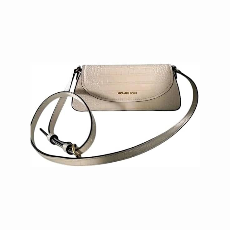 Michael Kors Katya Medium Flap Crossbody Handbag in Faux Embossed Croc
Patent Light Cream