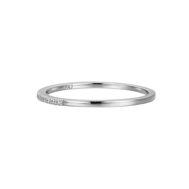 White Cubic Zirconia Rhodium Over Sterling Silver Ring 0.05ctw