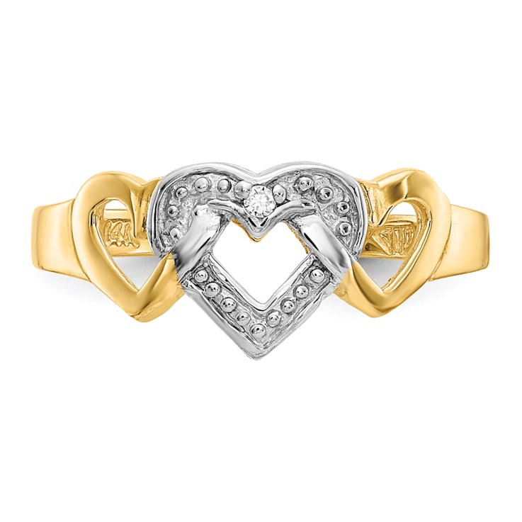14K Yellow Gold Diamond Heart Toe Ring