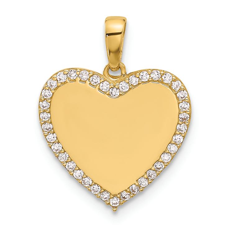 14k Yellow Gold Polished Cubic Zirconia Heart Pendant