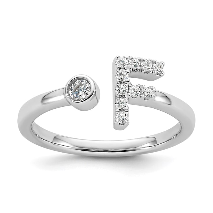 Rhodium Over 14K White Gold Lab Grown Diamond VS/SI GH, Initial F
Adjustable Ring