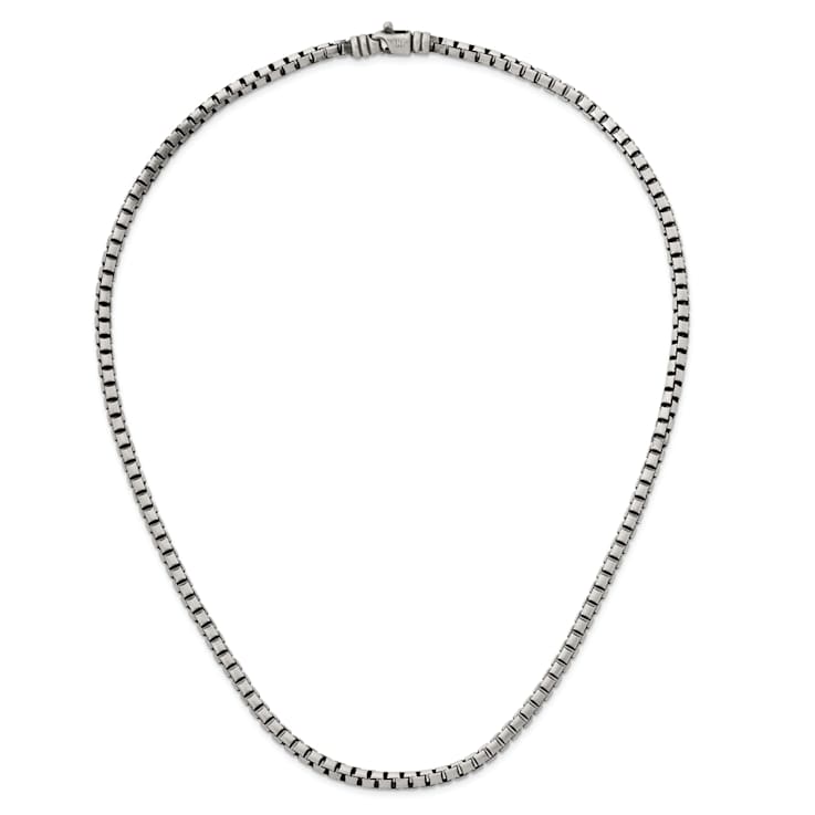 Sterling Silver Antiqued and Satin 4.0mm Box 30 Inch Chain