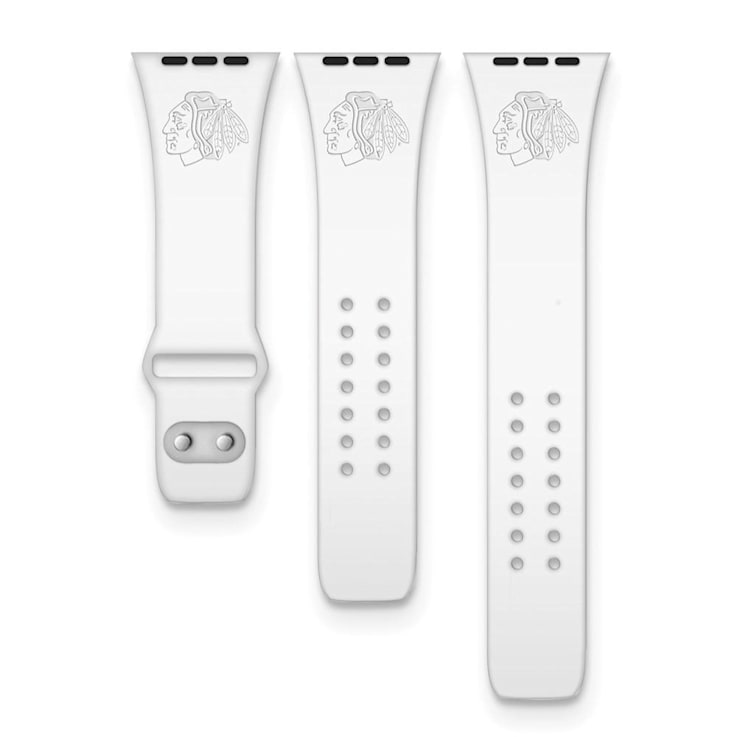Gametime Chicago Blackhawks Debossed Silicone Apple Watch Band (42/44mm
M/L). Watch not included.