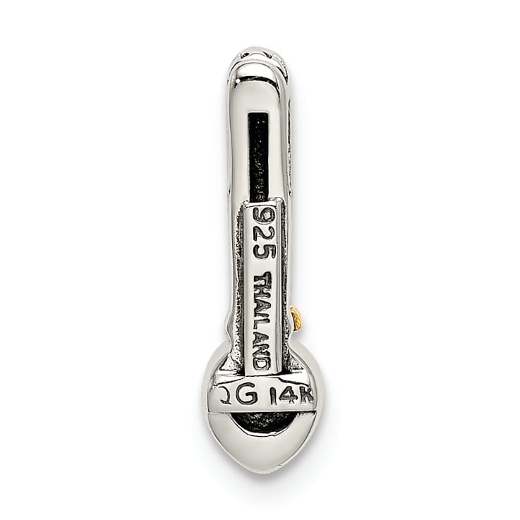 Rhodium Over Sterling Silver Antiqued with 14k Accent Polished Garnet
Chain Slide Pendant