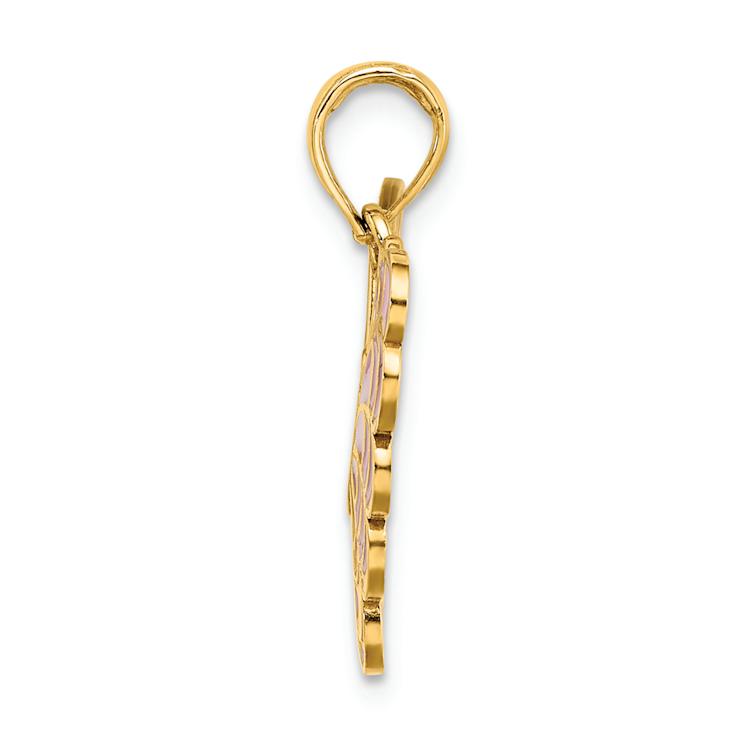 14k Yellow Gold Enameled Butterfly Pendant