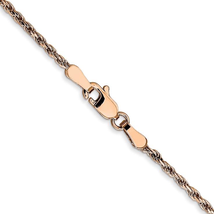 14k Rose Gold 1.8mm Solid Diamond-Cut Rope 24 Inch Chain