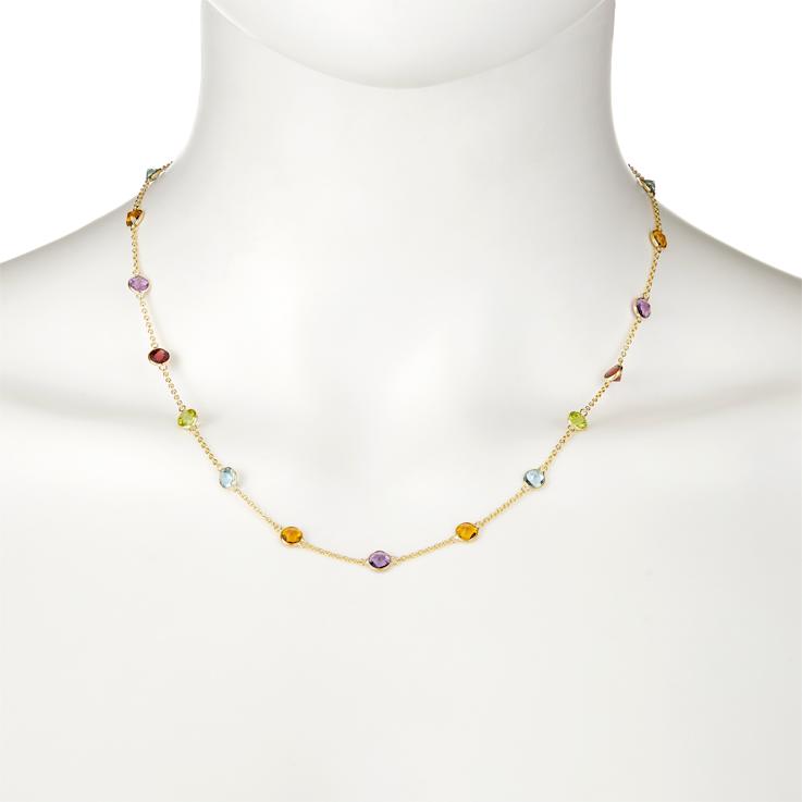 Multi-Gem 14k Yellow Gold 18" Necklace 10.45ctw