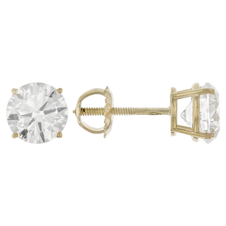 Lab-Grown Diamond Solitaire Stud Earrings 3.00ctw In 10K Yellow Gold