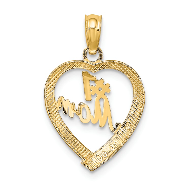 14K Yellow Gold Number 1 MOM in Heart Charm