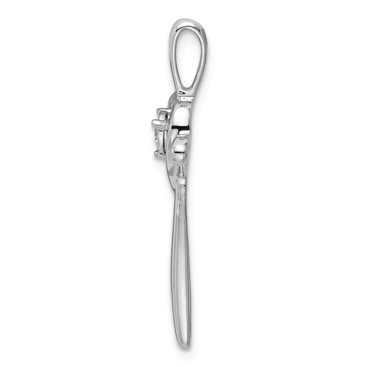 Rhodium Over 14k White Gold Diamond Chain Slide Pendant