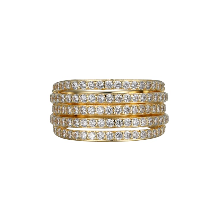 White Cubic Zirconia 18K Yellow Gold Over Sterling Silver Three Row Band
Ring 2.57ctw