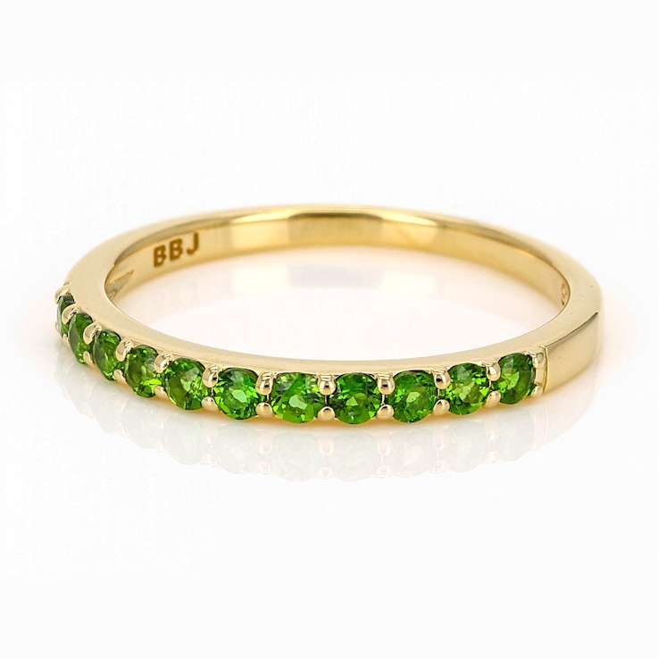 Chrome Diopside Band Ring In 18K Gold Over Sterling Silver 0.28ctw
