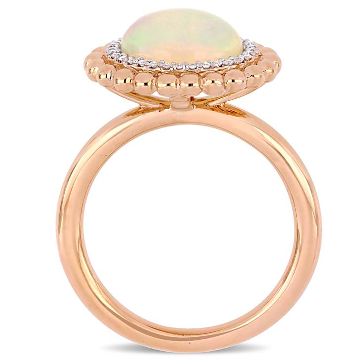 Ethiopian Opal Blue and Diamond 14K Rose Gold Ring 2.09ctw