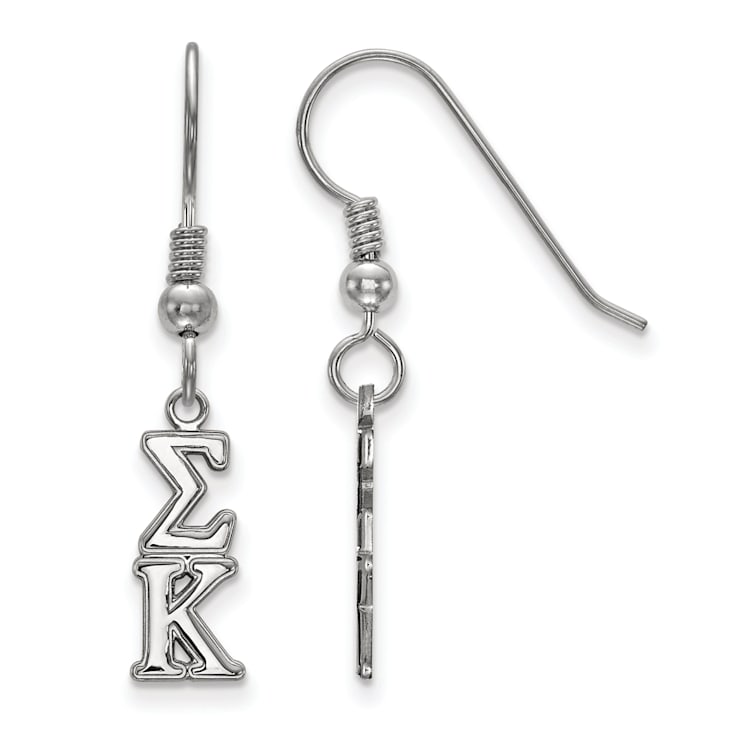 Rhodium Over Sterling Silver LogoArt Sigma Kappa Small Dangle
