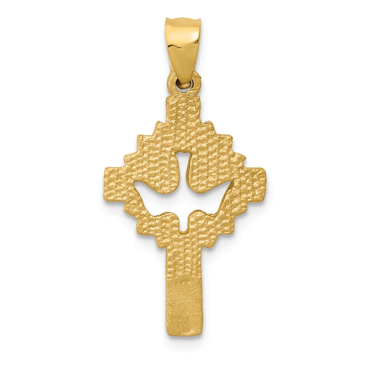 14K Yellow Gold Dove Cross Charm